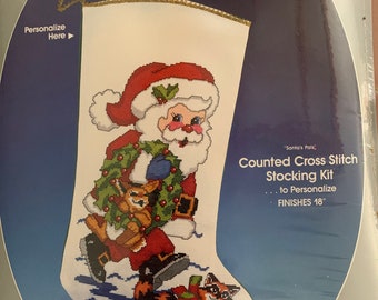Rare Vintage Counted Cross Stitch Christmas Stocking Kit #6225! New in Package! Paragon!