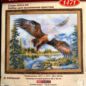 Free Flight Eagle Cross Stitch Kit # 1471 by Riolis! 2014 NIP!