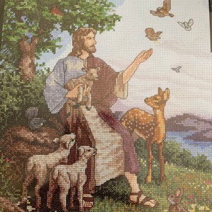 New Janlynn Kit# 008-1813 Jesus With Animals. Counted Cross Stitch!