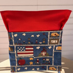 Set of 26 Country School Time Chair Pockets!  Fits Small Chair Back Widths of 10&quot; and Less!  Flag, Apple, Bus Canvas Seat Sacks!