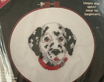 Vintage Dimensions Beginners kit #72410 Devoted Dalmatian!  Simple Needlepoint!