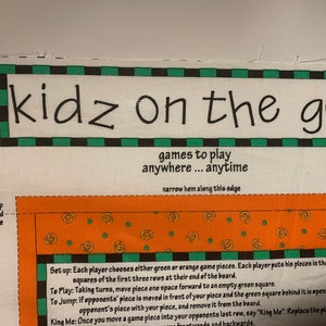 Kidz On The Go Games To Play Anywhere Anytime!  2 Panels! 100% Cotton!