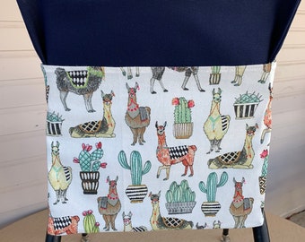 Set of 24 Llamas and Cacti Chair Pockets!  Fits 11.5&quot; and Smaller Chair Backs! Adorable Cotton Duck Canvas Seat Sacks!