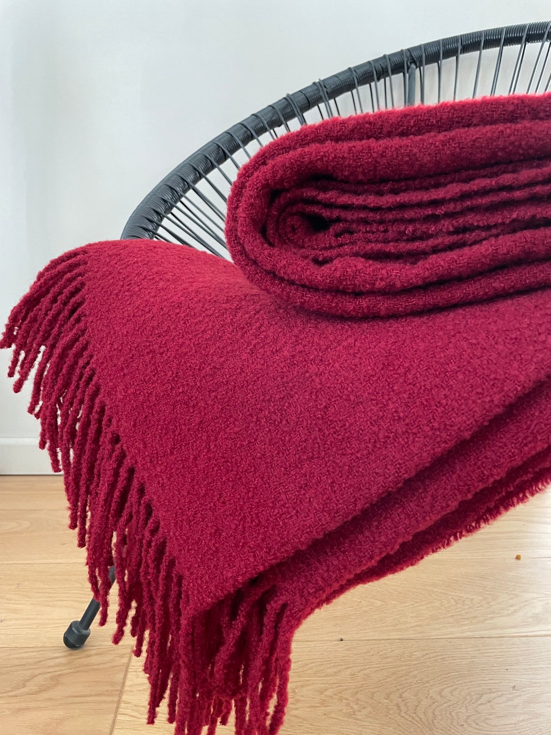 Merino Wool Blanket Wool Bedspread Warm Throw Red Sofa Throw Christmas