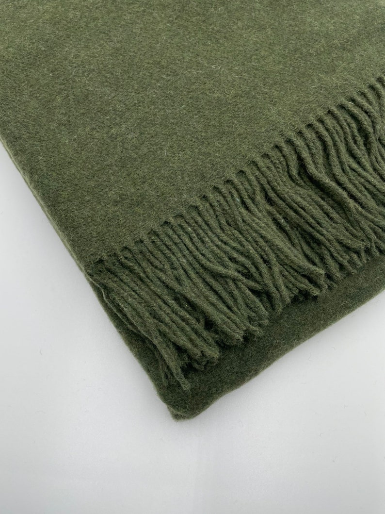 Manta de lana merino / colcha de lana / tiro cálido / tiro de sofá Moss green