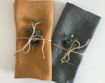 Servilletas de lino / Juego de servilletas de lino natural / Juego de servilletas de lino lavado a la piedra de 4 6 8 10 / Decoración de mesa