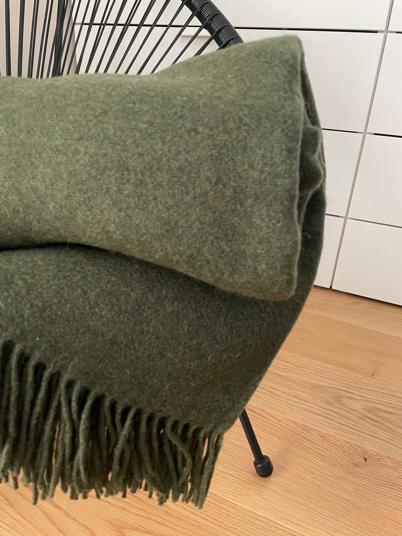 Manta de lana merino / colcha de lana / tiro cálido / tiro de sofá imagen 2