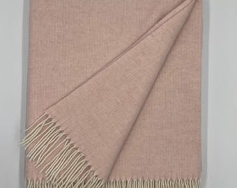 Cashmere and Merino Wool Blanket | Wool Bedspread | Light PInk Throw Blanket | Warm Throw | Sofa Throw | Gift  | Soft Throw