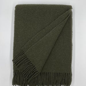 100% Wool Blanket | Wool Bedspread | Wool Throw | Warm Blanket for Camping | Gift Khaki green