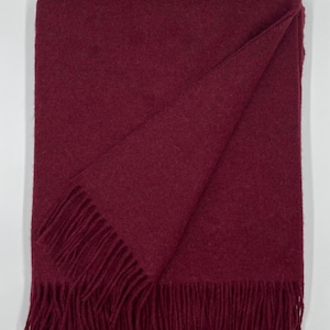 Merino Wool Blanket | Red Wool Bedspread | Sofa Throw | Warm Blanket