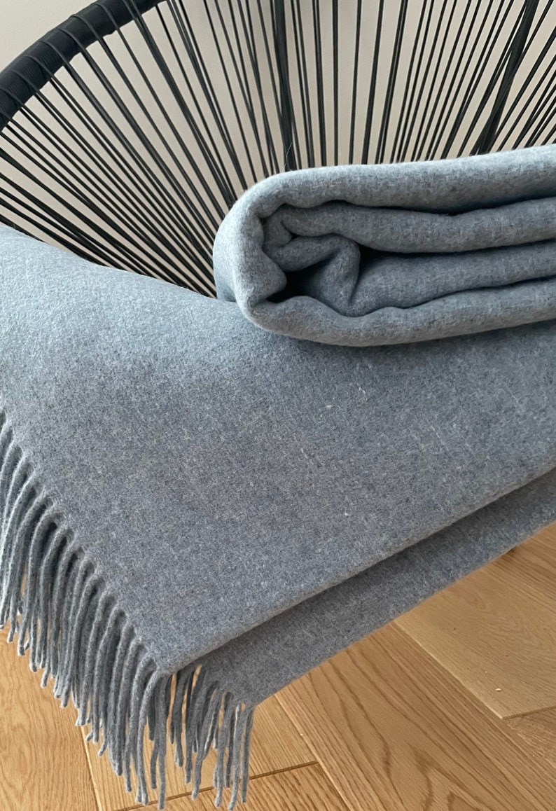 Manta de lana merino / colcha de lana / tiro cálido / tiro de sofá imagen 5