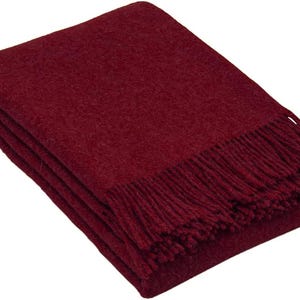 100% Wool Blanket | Wool Bedspread | Wool Throw | Warm Blanket for Camping | Gift Burgundy