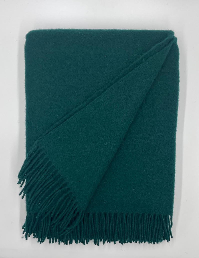 100% Wool Blanket | Wool Bedspread | Wool Throw | Warm Blanket for Camping | Gift Emerald green