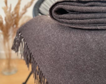 Merino Wool Blanket | Brown Wool Bedspread | Sofa Throw | Warm Blanket