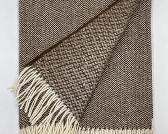 100% Wool Blanket | Undyed Wool Bedspread | Eco Wool Throw | Natural Sheep Wool Blanket | Brown Throw Blanket