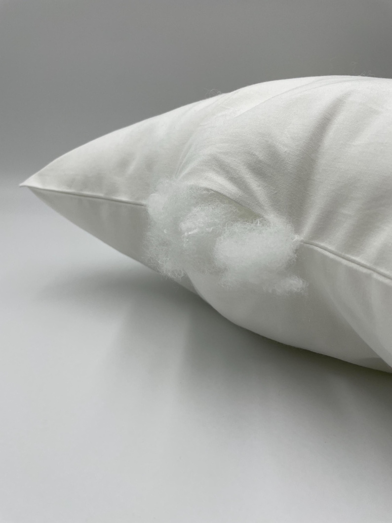 May include: A white pillow with a tear in the fabric, revealing the white filling inside.