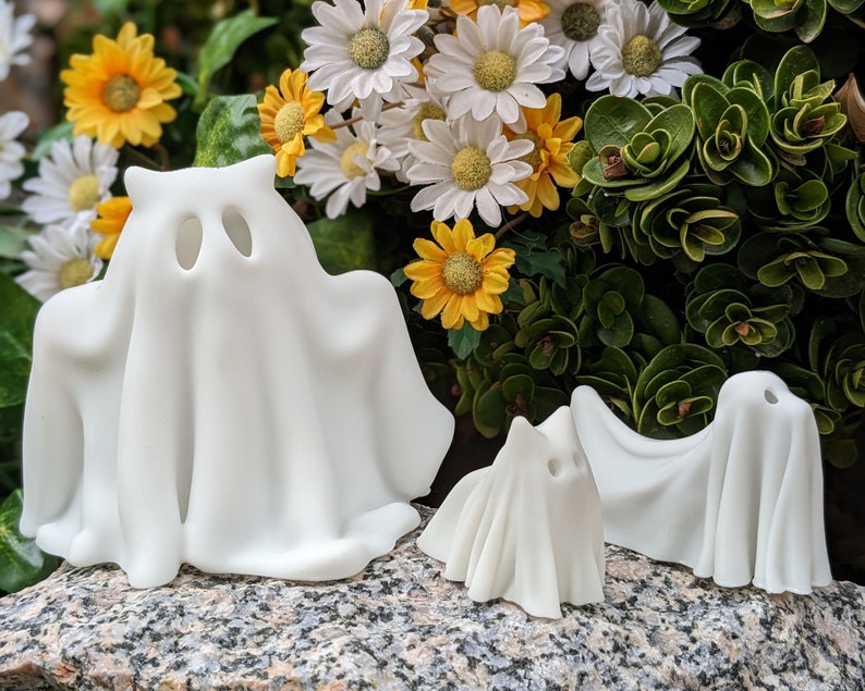 Cute Halloween Horned Ghost and/or friendly pets, Ghost Cat, Ghost Dog, Resin Décor, Gothic Home Decor, Halloween Decor image 2