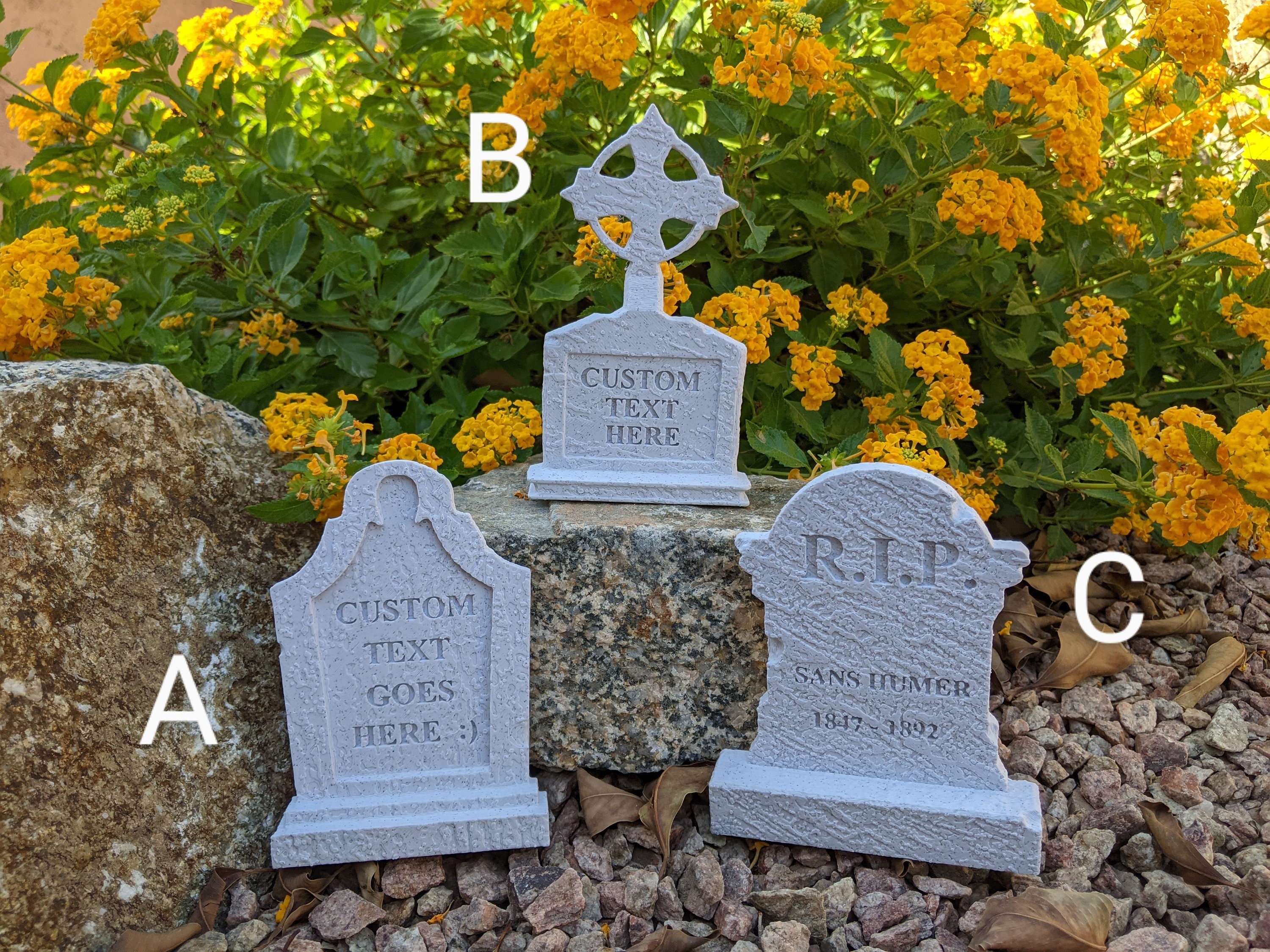Custom Tombstone || Halloween - Gothic Decorative Tabletop Headstone- 3D Printed - Personalized Gravestone, Halloween Decor