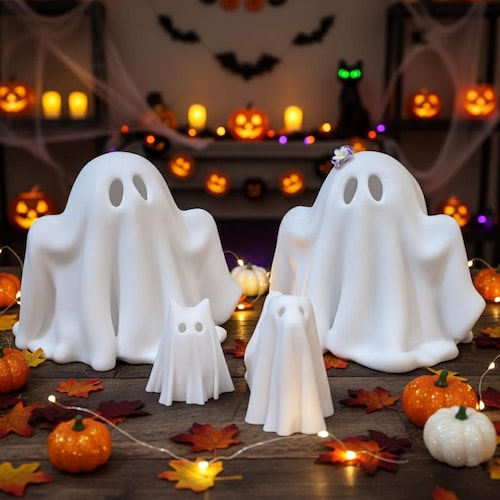 Lindo fantasma de Halloween • Personalizado • Fantasma de flor • Fantasma normal • Gato fantasma • Perro fantasma • Resina • Decoración de Halloween