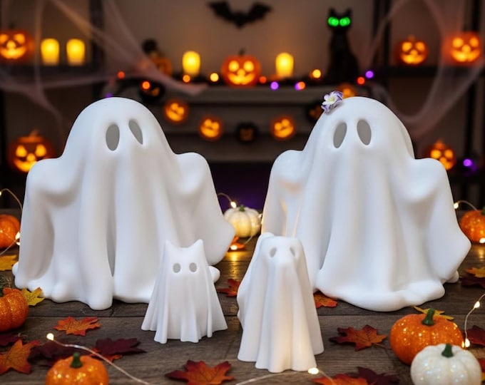 Cute Halloween Ghost • Personalized • Flower Ghost • Regular Ghost • Ghost Cat • Ghost Dog • Resin • Halloween Decor