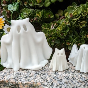 Cute Halloween Horned Ghost and/or friendly pets, Ghost Cat, Ghost Dog, Resin Décor, Gothic Home Decor, Halloween Decor