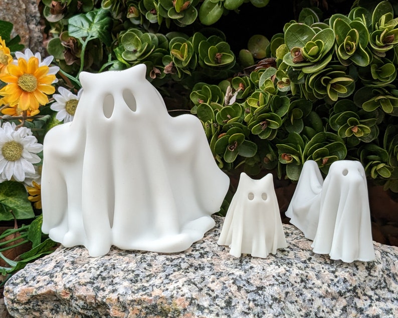 Cute Halloween Horned Ghost and/or friendly pets, Ghost Cat, Ghost Dog, Resin Décor, Gothic Home Decor, Halloween Decor image 1
