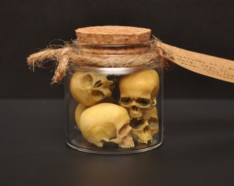 Jar of Skulls | Halloween, Miniature, Gothic Home Decor, Witchy, Spooky, Creepy, Jar of Human Skulls, Halloween Decor