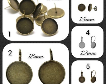 Support boucle d'oreille bronze à cabochon