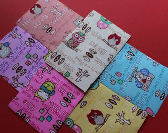 6 stickers sheets in OWL fabric / multi color OWL