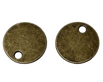 2 pendants 16 mm sequins metal bronze
