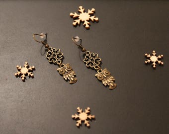 Earrings bronze hibux / retro OWL