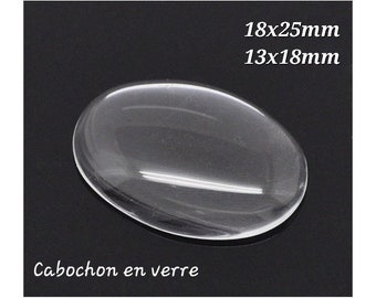 5 cabochons en verre transparent ovale