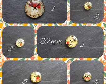 Cabochon 20 mm horloge "fleurs"