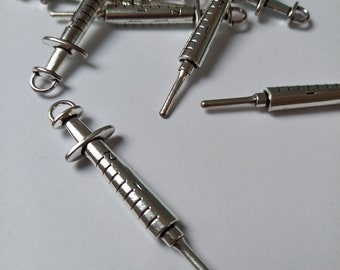 Large nurse syringe charm