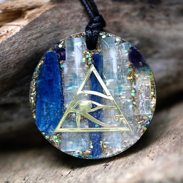 Protection, Alignment & Healing orgonite Eye of Horus pendant 2 inches