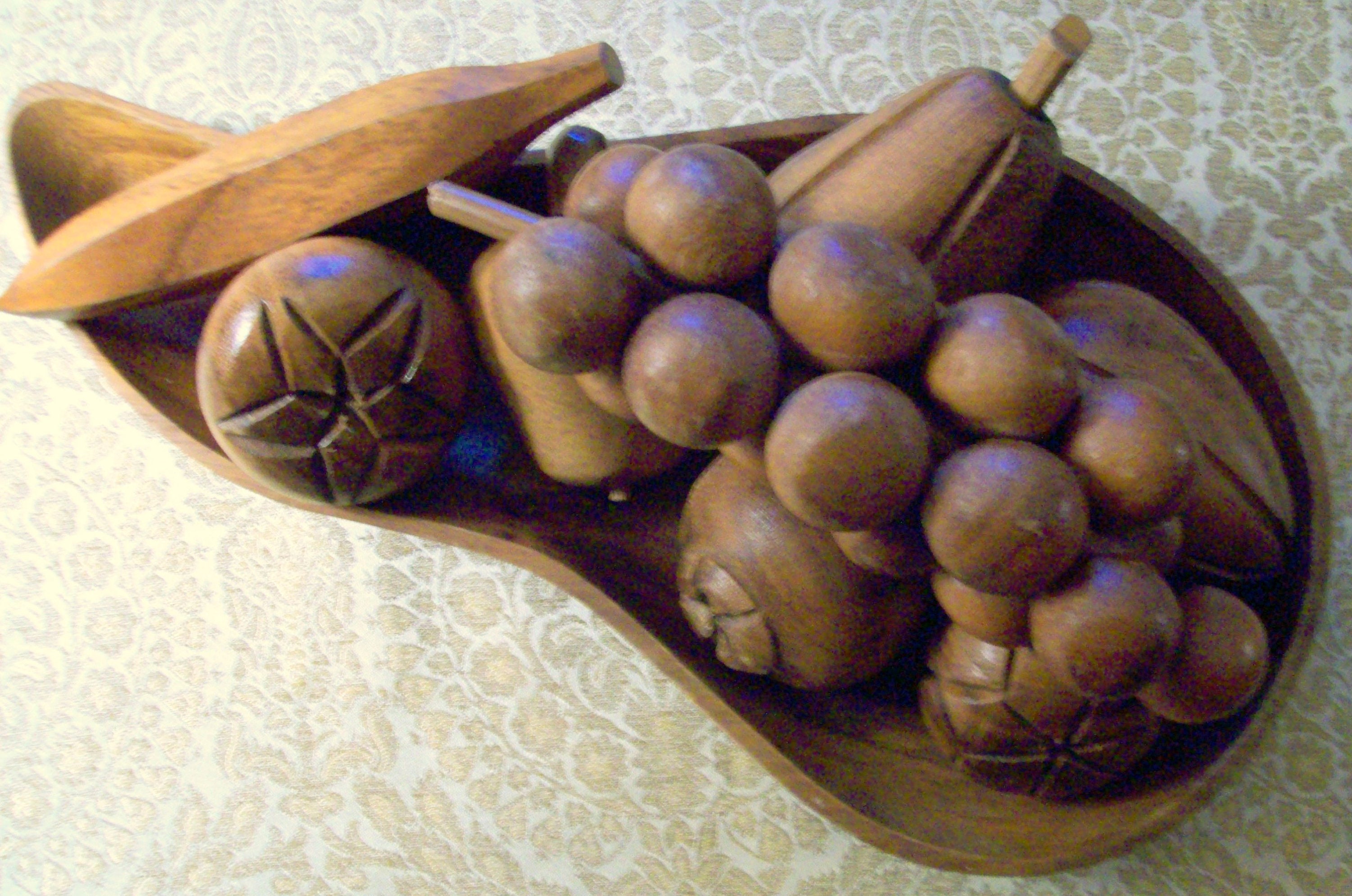 Monkey Pod Wood Vintage Wooden Fruit Decor
