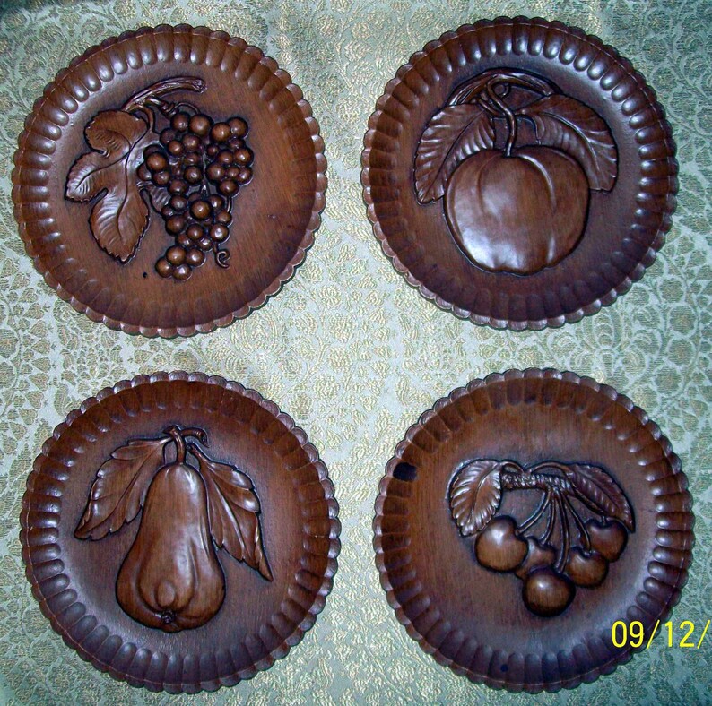 Vintage Fruit Wall Decor Set of 4 Plaques Etsy