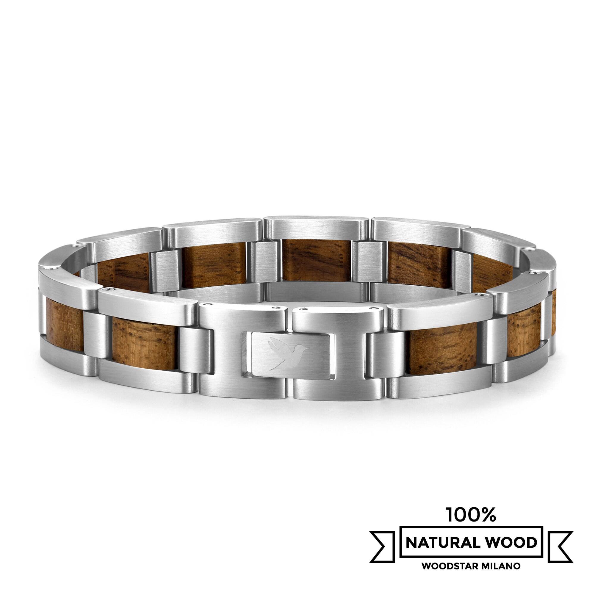 Pulsera Acero Inoxidable Y Madera Para Hombres, Pulseras De