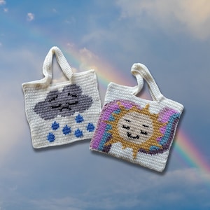 Sad Cloud || Content Sun ||  Crochet Tote Bag Pattern || 45 x 45 graphs