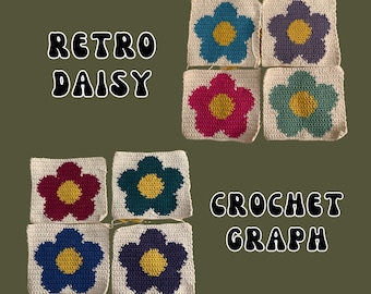 Retro Daisy ||  Tapestry Crochet Pattern || 30 x 30 graph