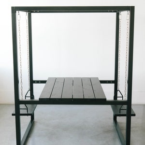 Black 2-Seater SwingTable with Blackened Cedar wood image 2