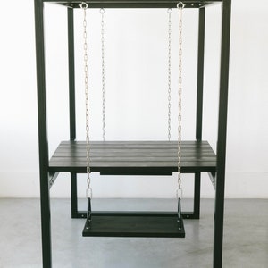 Black 2-Seater SwingTable with Blackened Cedar wood image 5