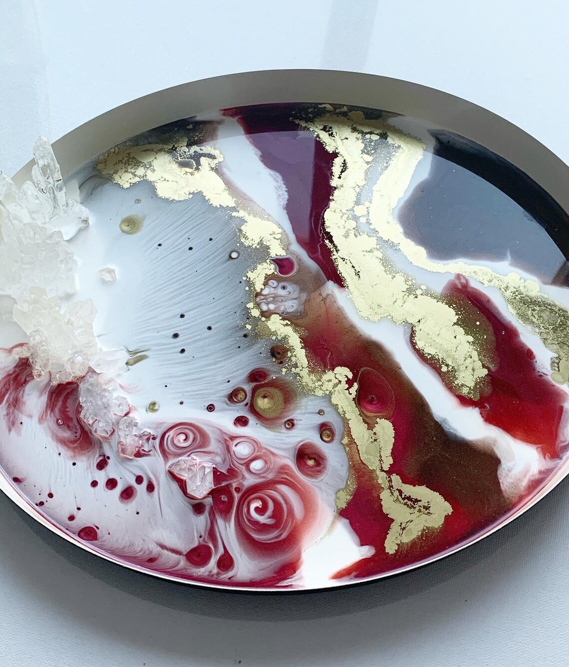 Decorative tray with resin art Etsy