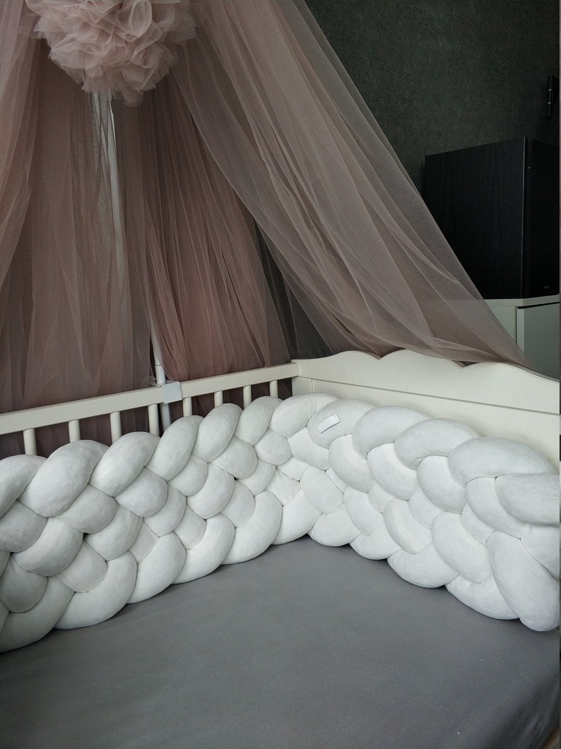 Creamy Triple Braided Crib Bumper for Girl Crib Bedding Crib Etsy