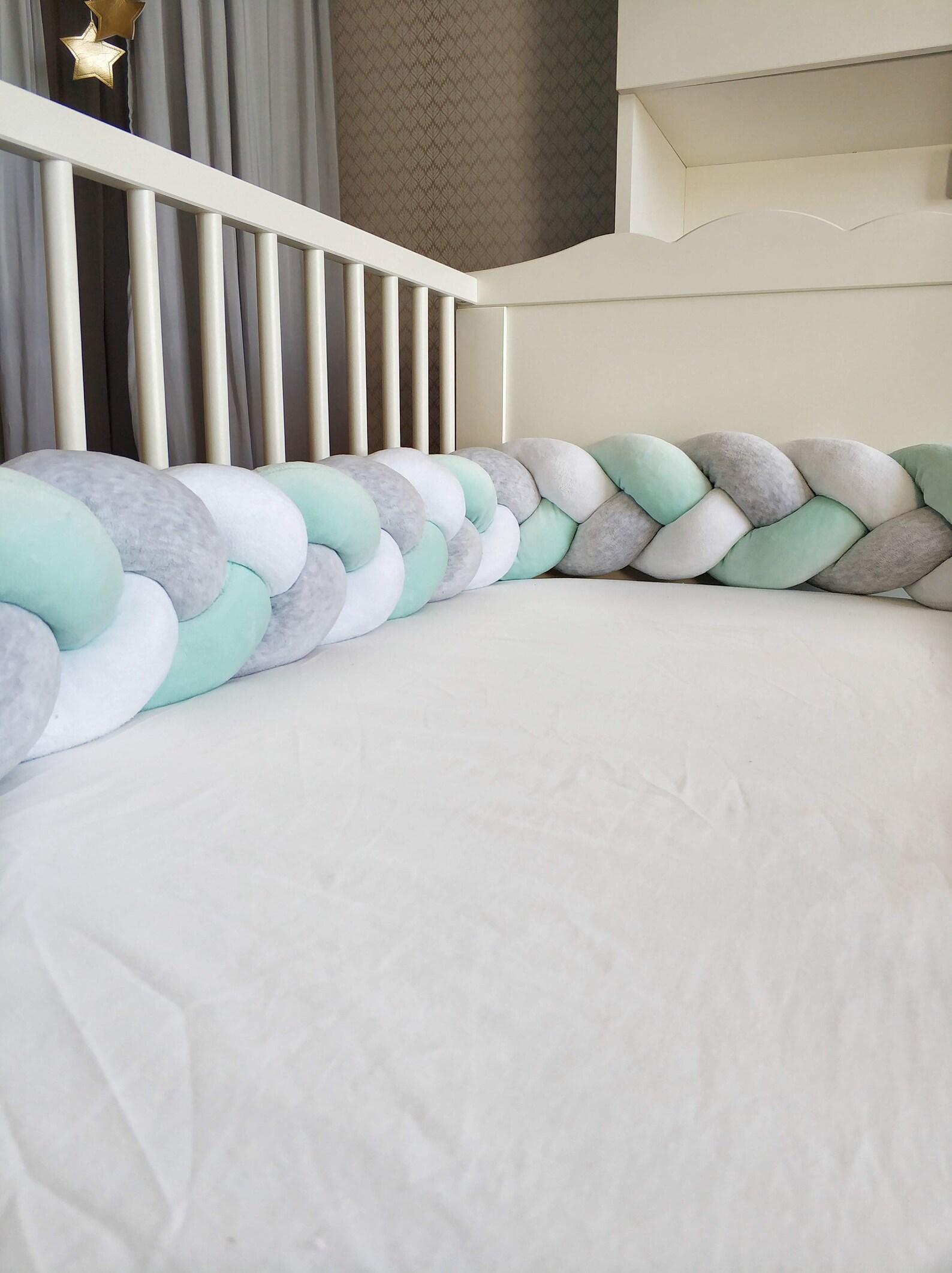 Braided Crib Bumper Baby Crib Bumper linen Bolster Cot Etsy