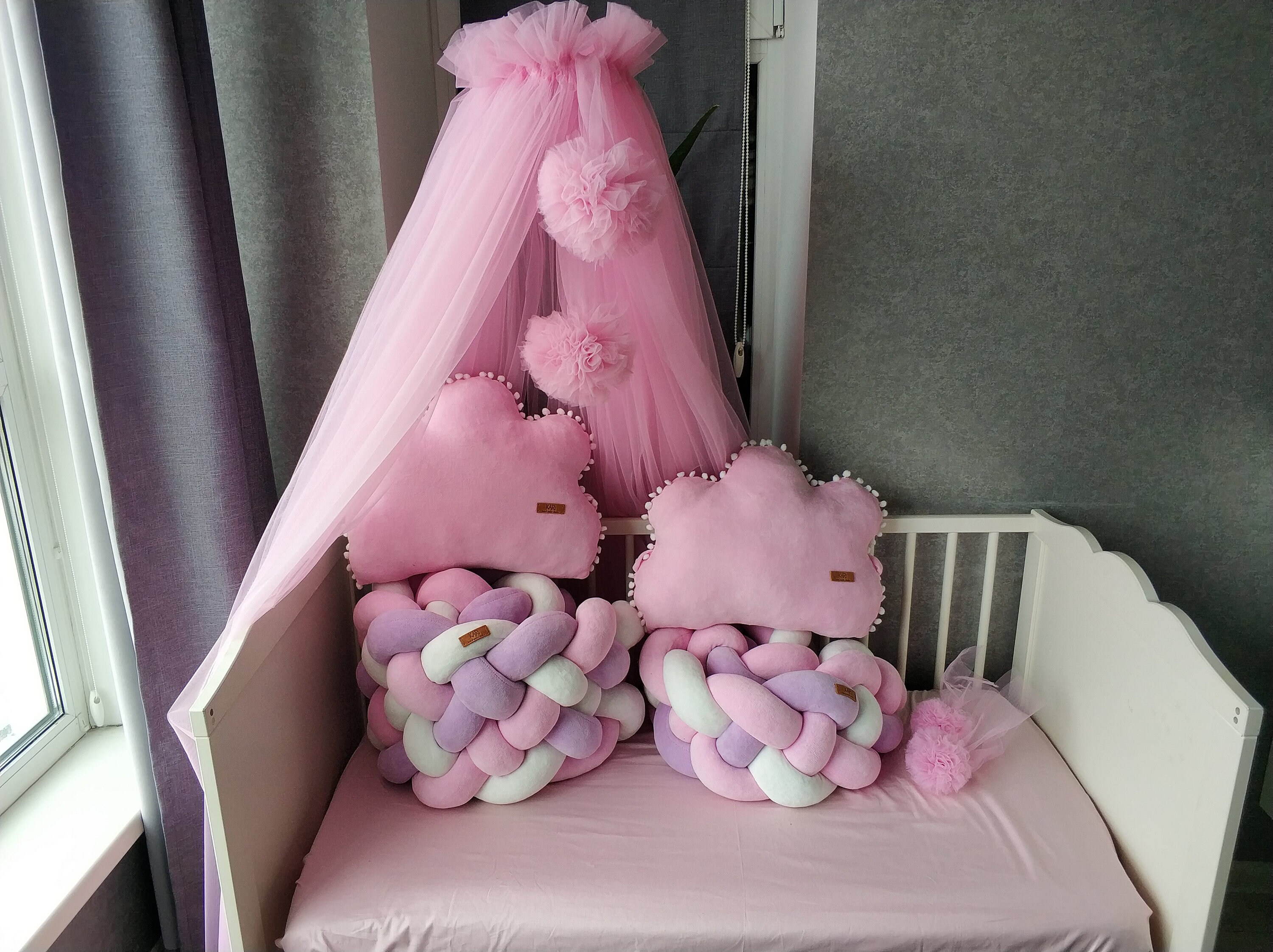 Bed canopy pink Hanging canopy Canopy bed Bed canopy for Etsy