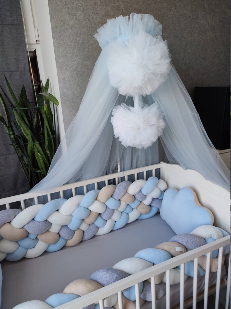 Blue Triple Braided Crib Bumper for girl Crib bedding Crib Etsy