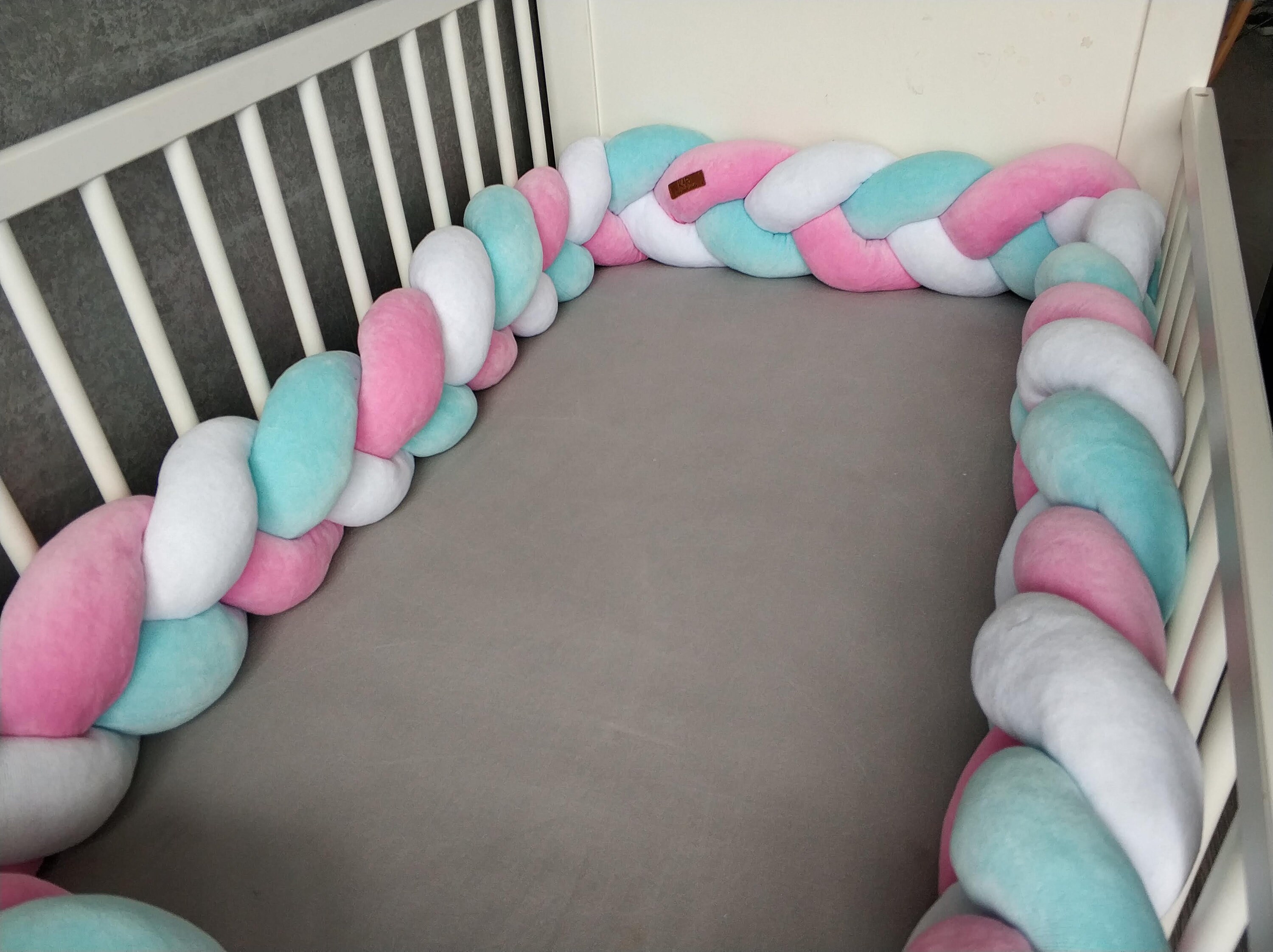 Pink Braided Crib Bumper Baby Crib Bumper linen Bolster Cot Etsy