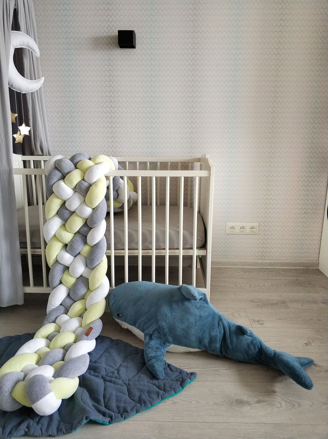 Green Triple Braided Crib Bumper for boy girl Crib bedding Etsy