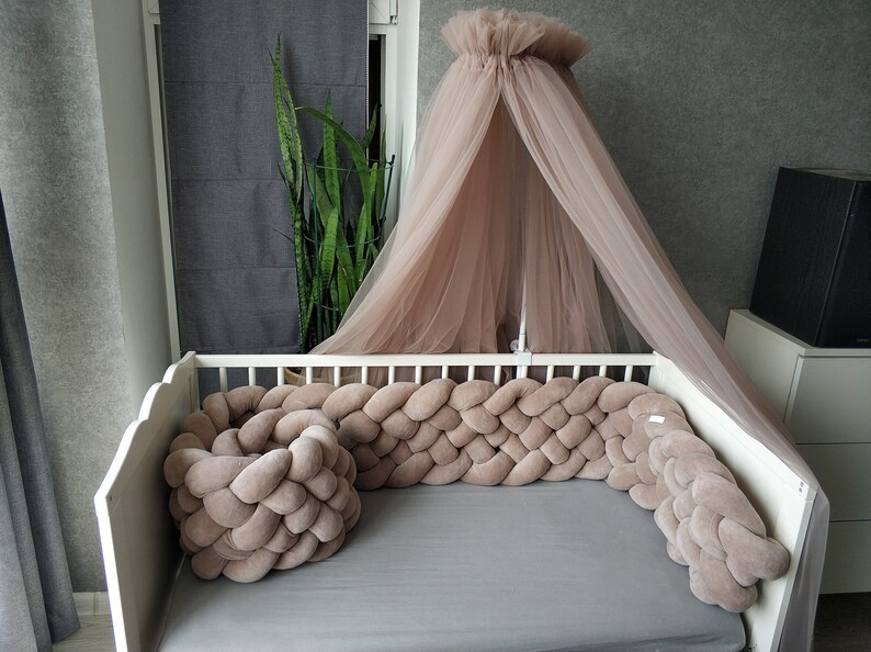 Beige Triple Braided Crib Bumper for girl Crib bedding Crib Etsy